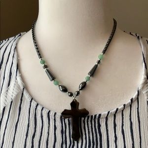 Hematite cross necklace
